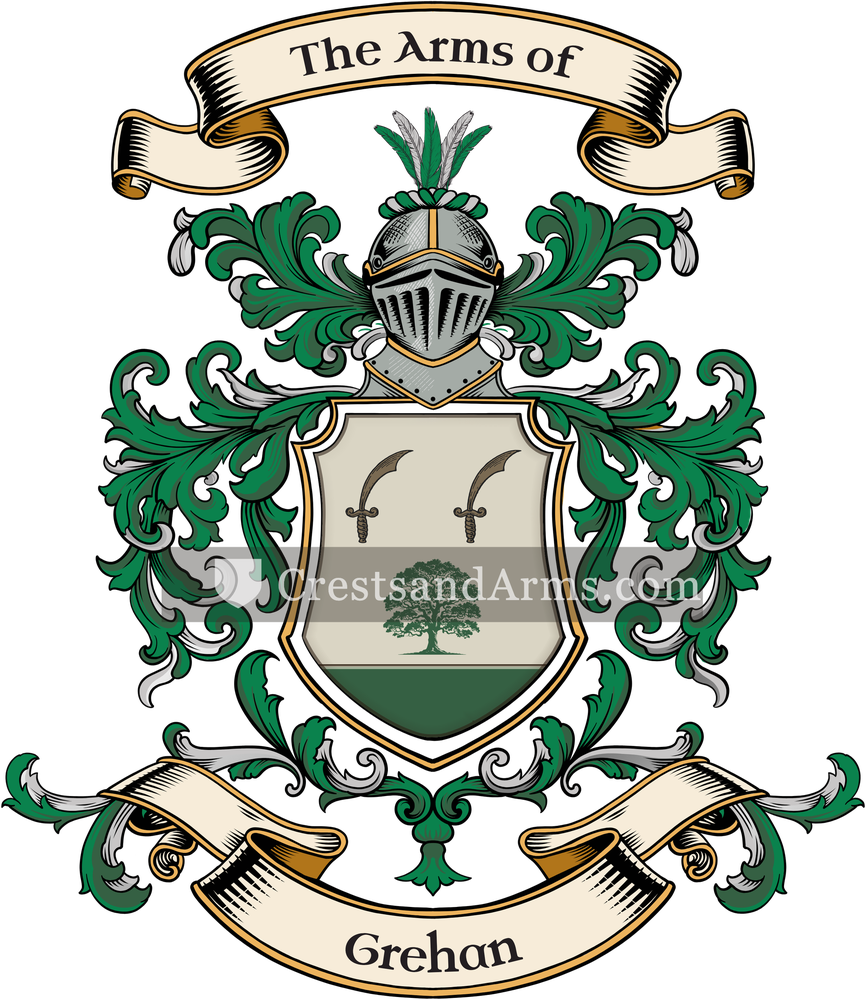 The Grehan coat of arms, drawn from the recorded blazon