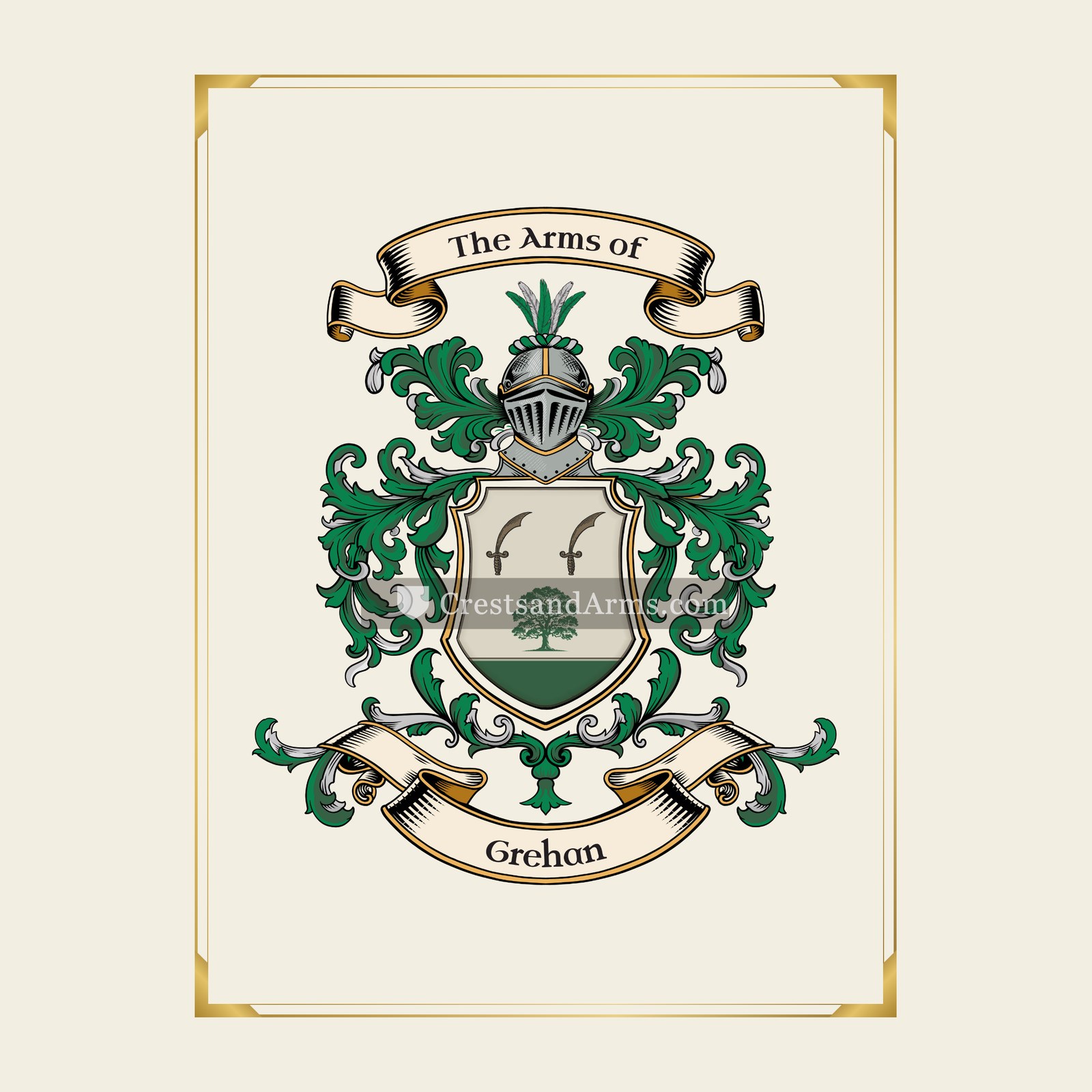 With gold border