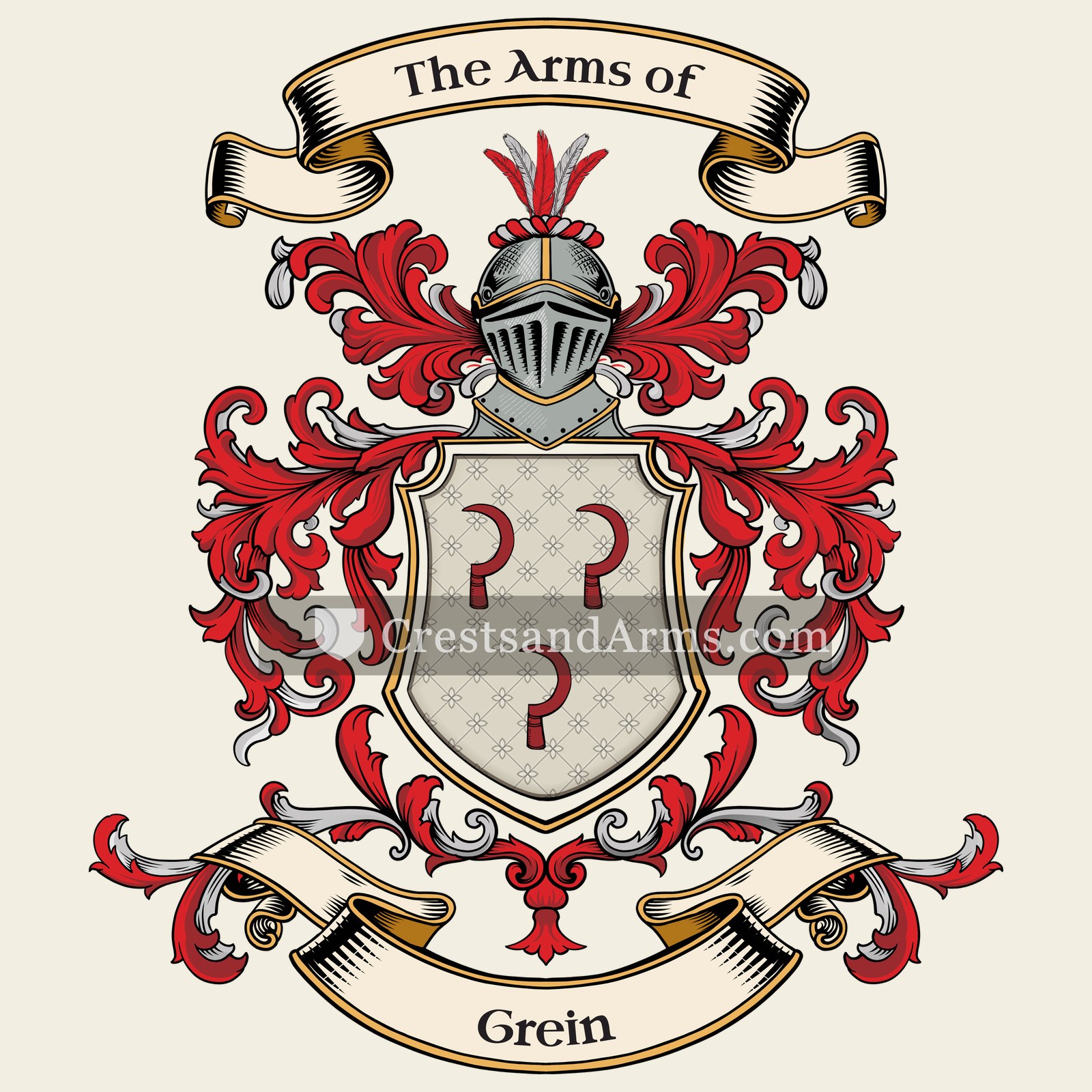 The Grein coat of arms, drawn from the recorded blazon