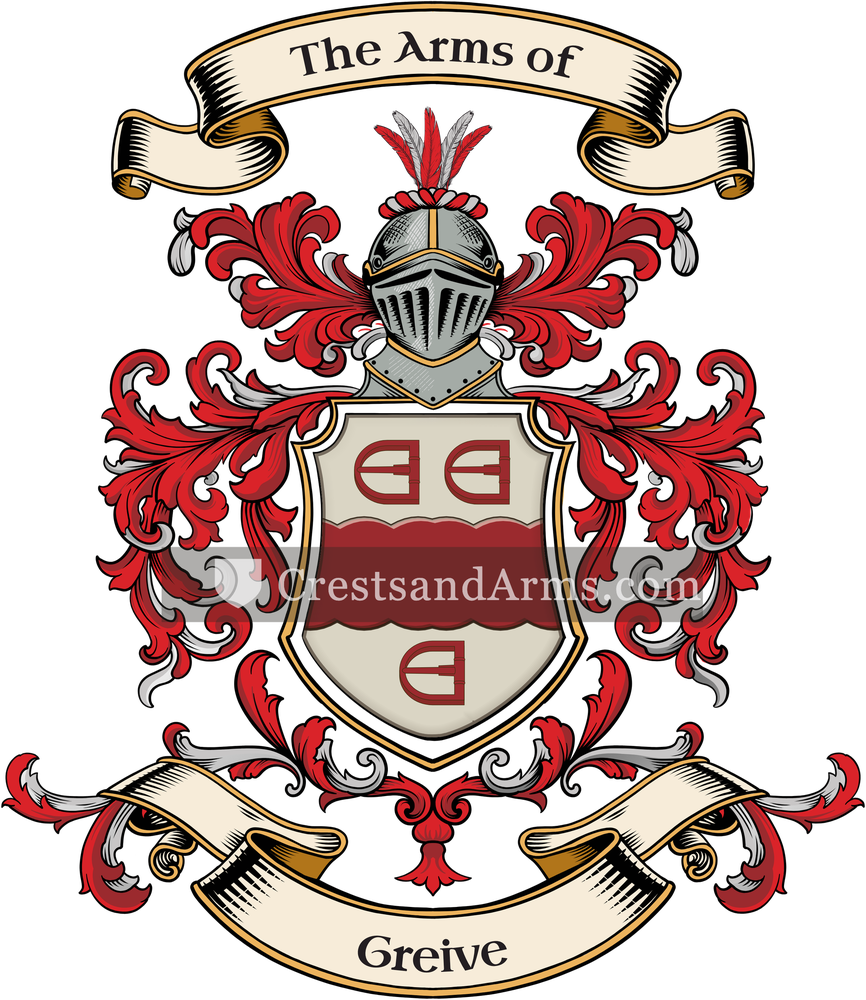 The Greive coat of arms, drawn from the recorded blazon