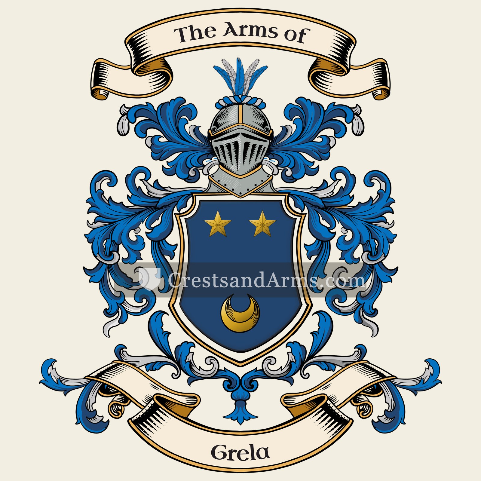 The Grela coat of arms, drawn from the recorded blazon