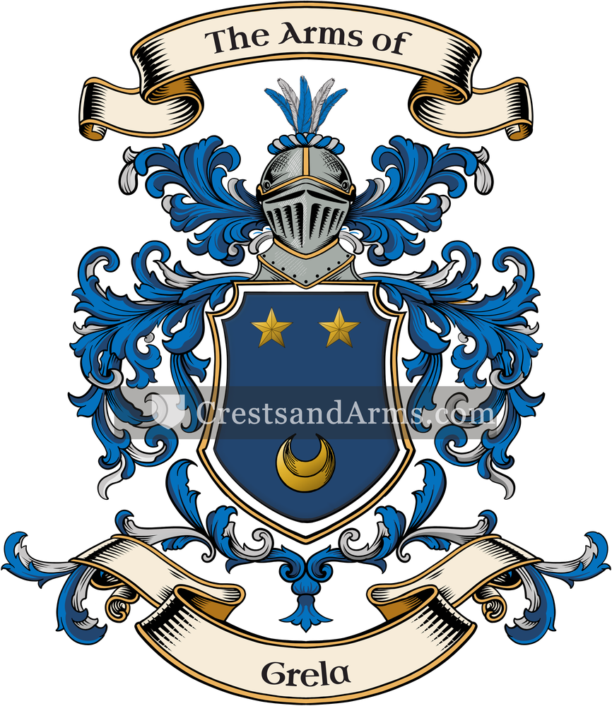 The Grela coat of arms, drawn from the recorded blazon