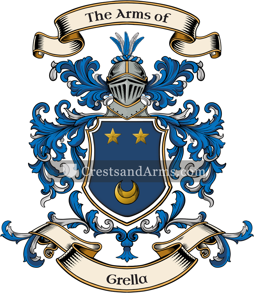 The Grella coat of arms, drawn from the recorded blazon