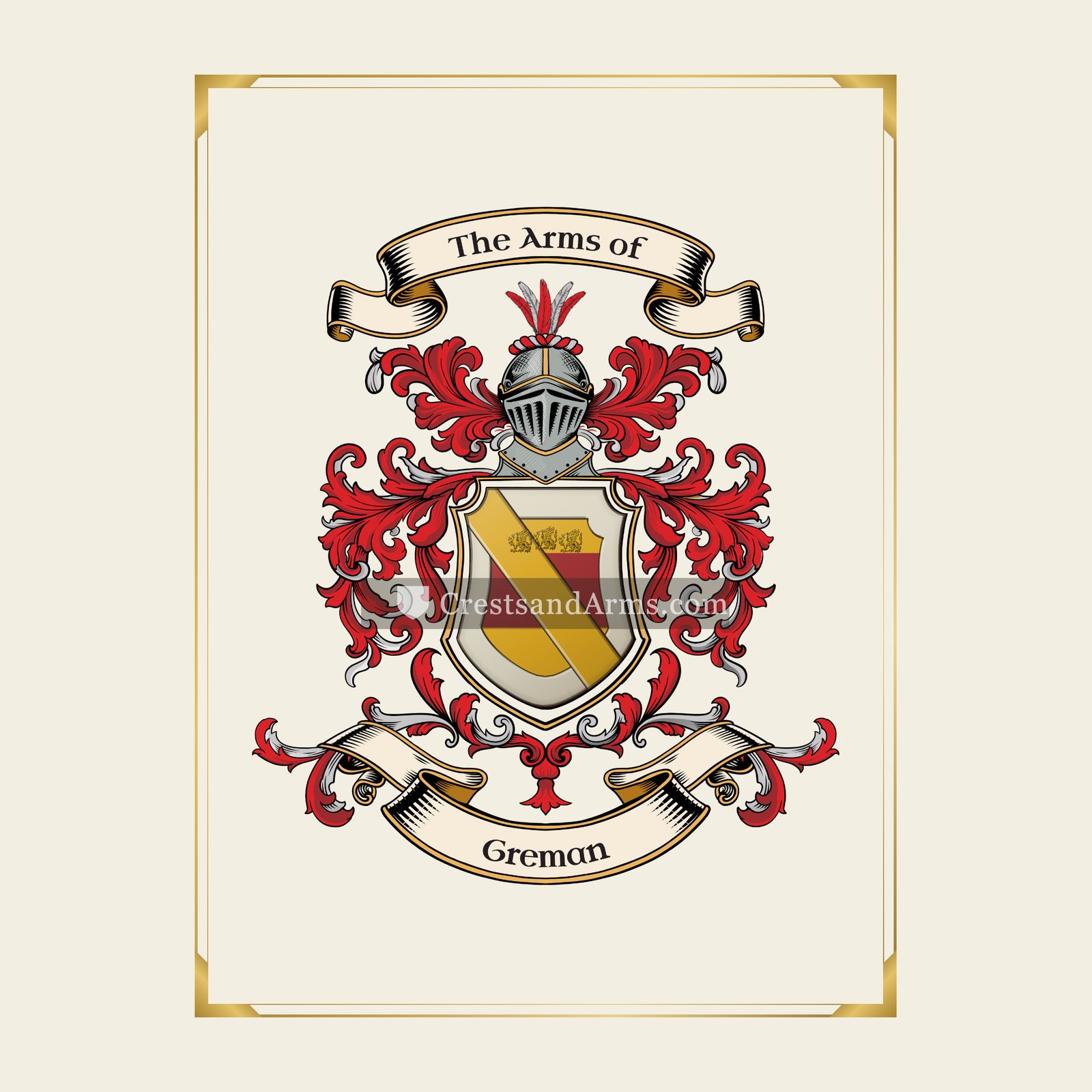With gold border