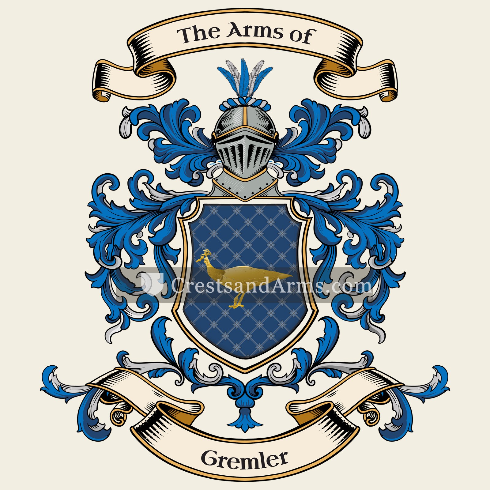 The Gremler coat of arms, drawn from the recorded blazon
