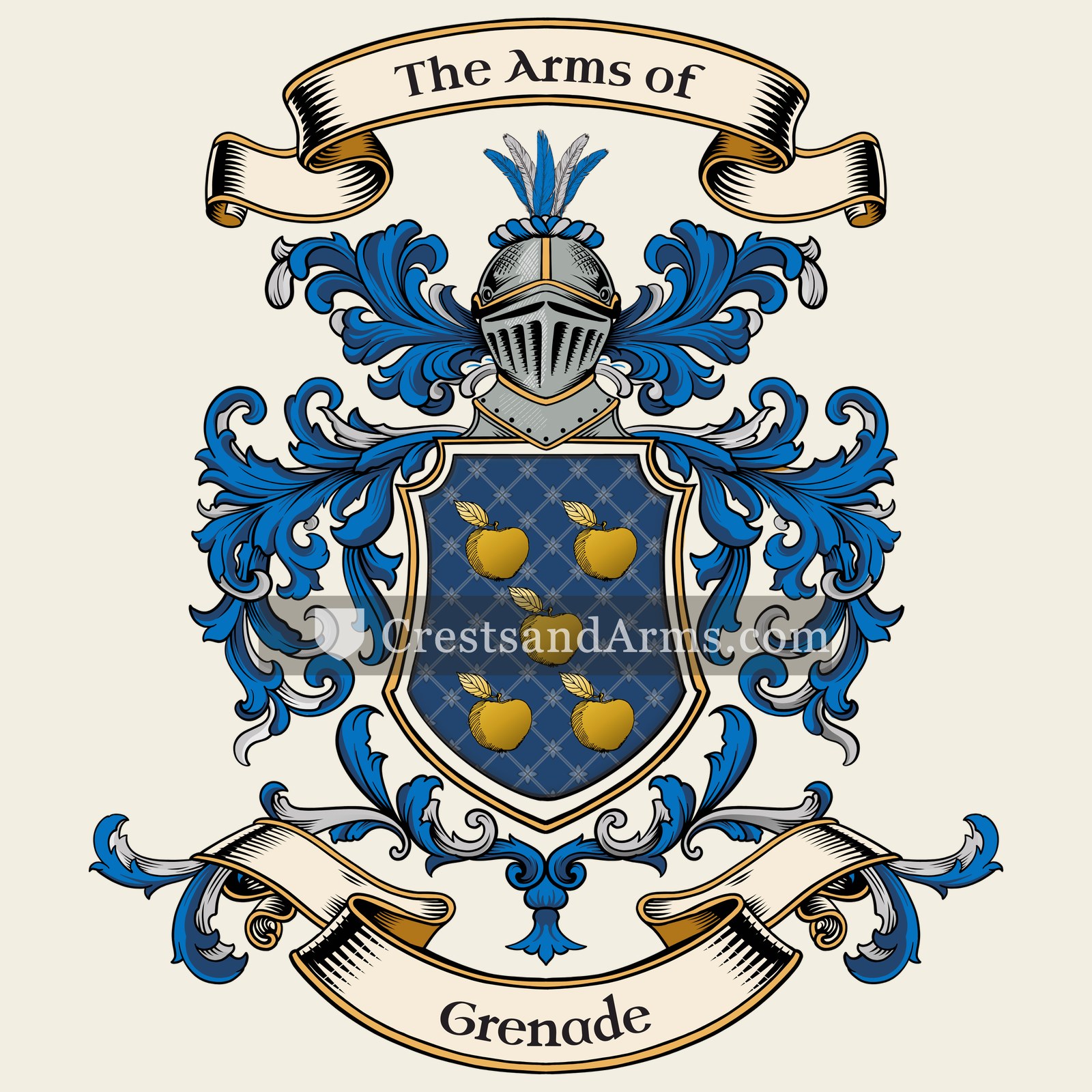 The Grenade coat of arms, drawn from the recorded blazon