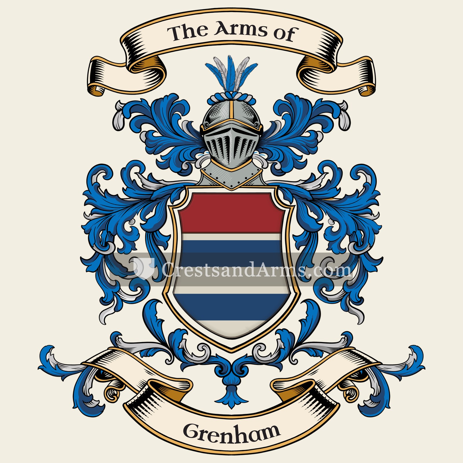 The Grenham coat of arms, drawn from the recorded blazon