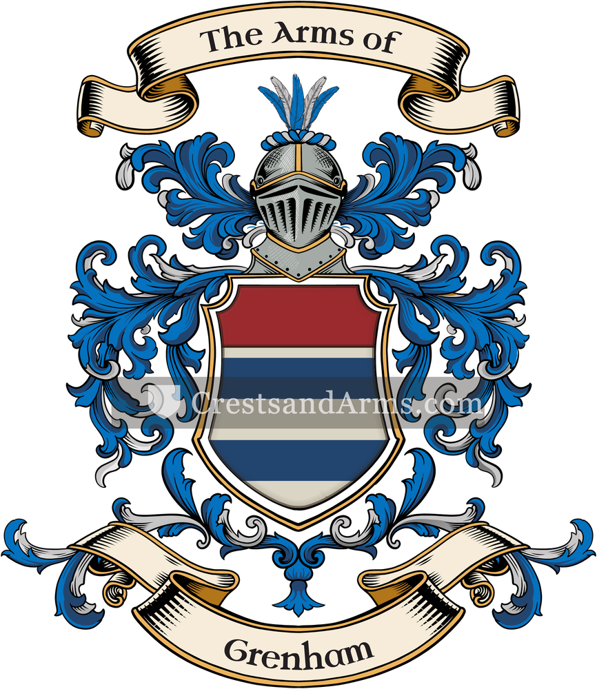 The Grenham coat of arms, drawn from the recorded blazon