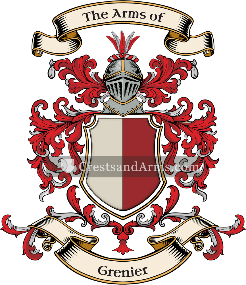 The Grenier coat of arms, drawn from the recorded blazon