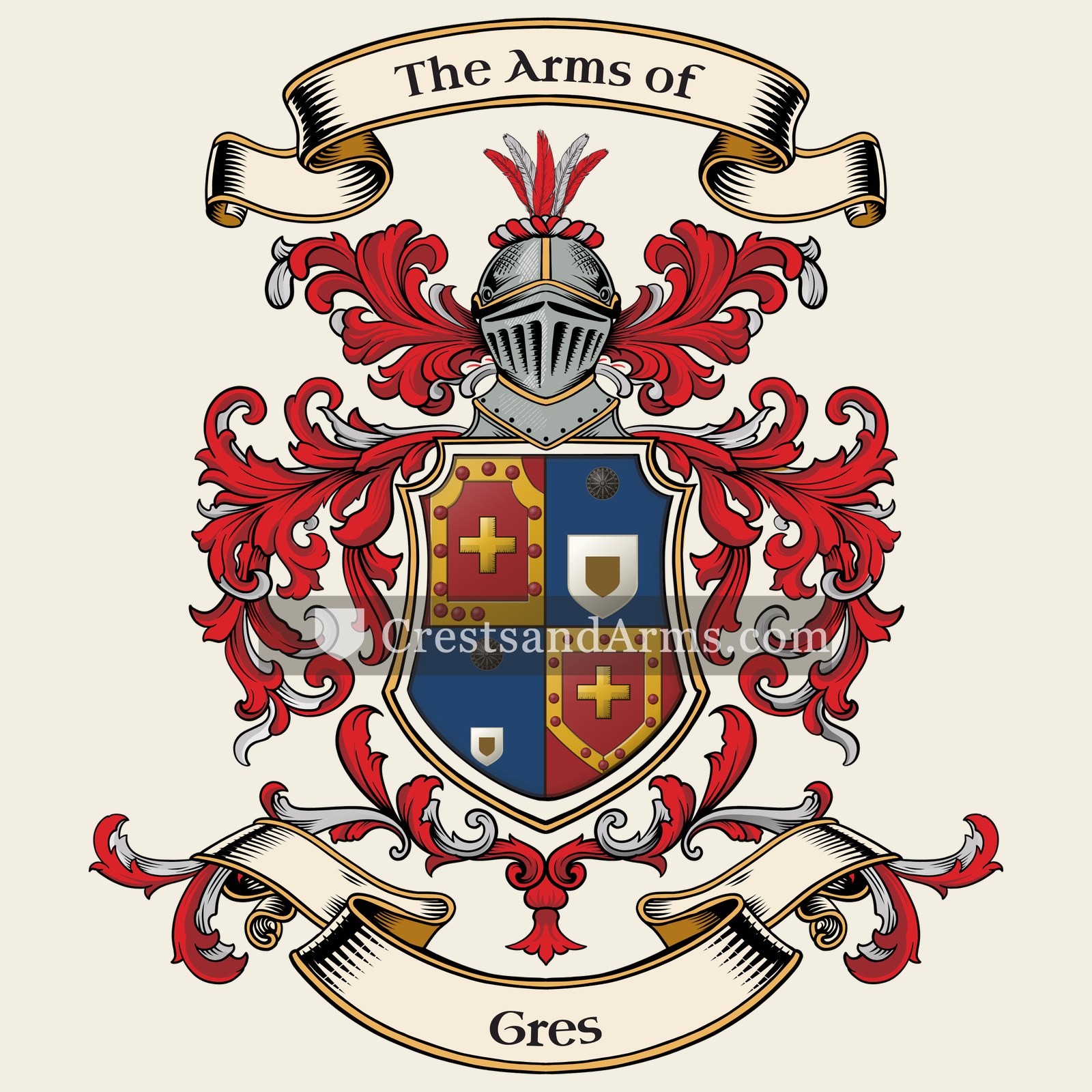 The Gres coat of arms, drawn from the recorded blazon