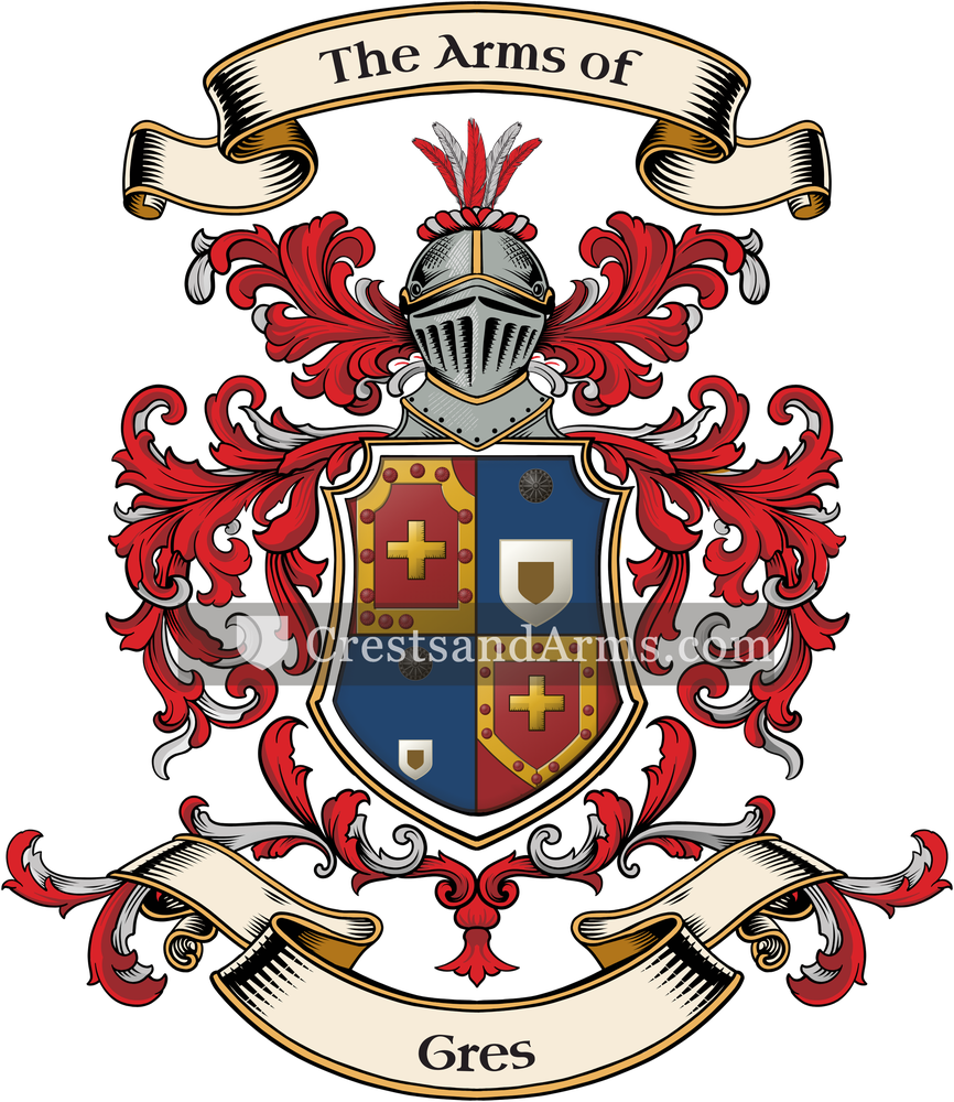 The Gres coat of arms, drawn from the recorded blazon
