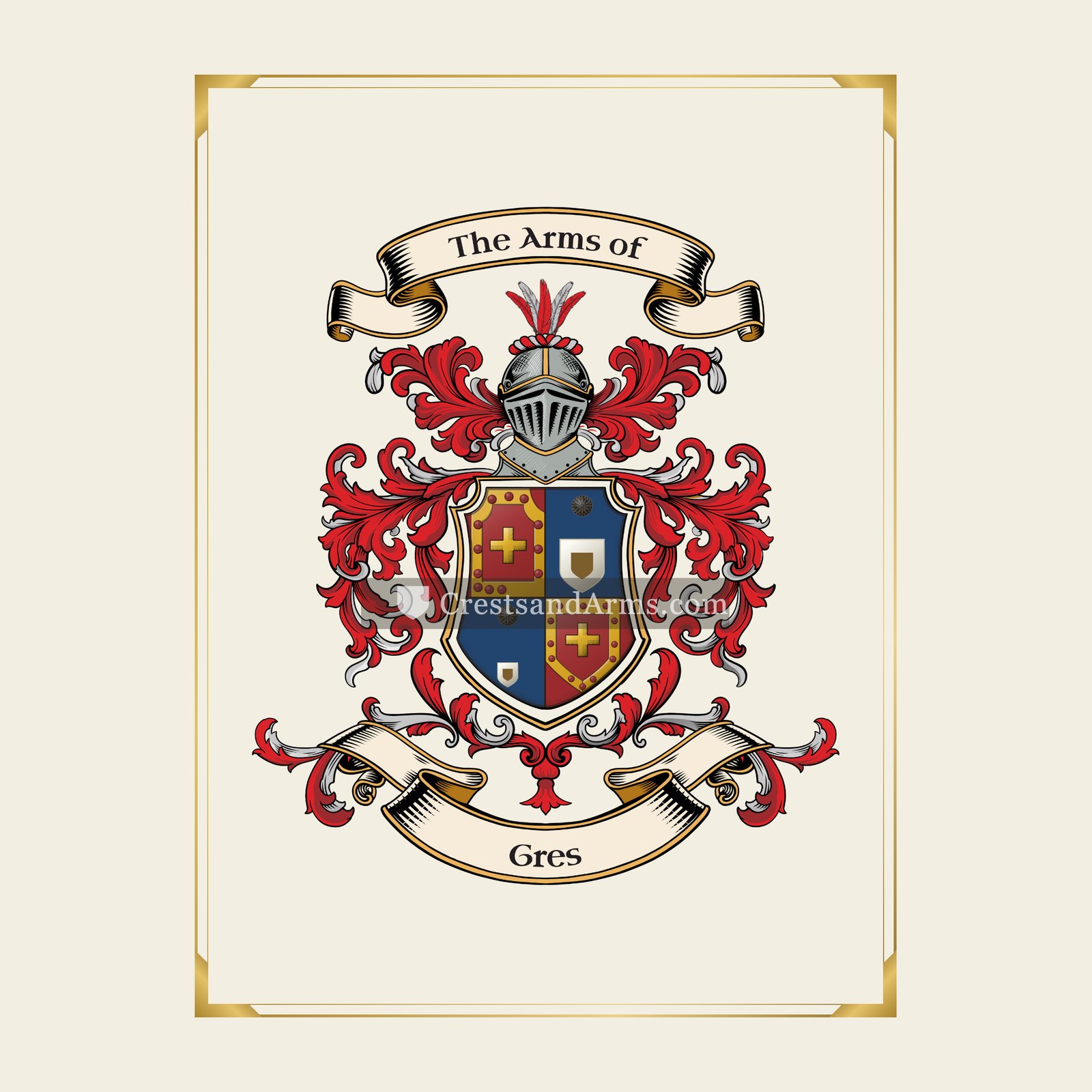 With gold border