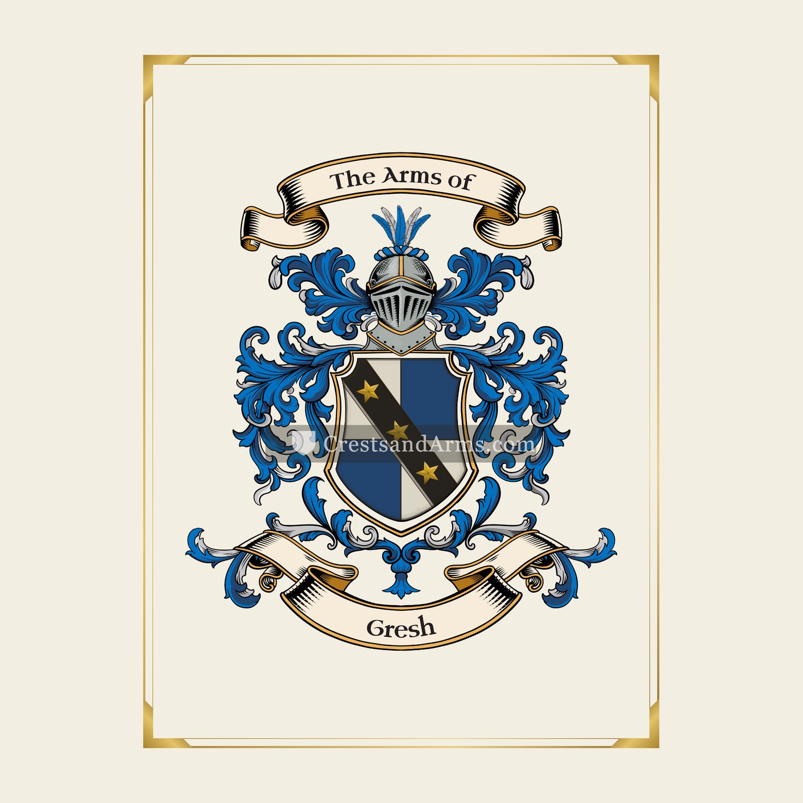 With gold border