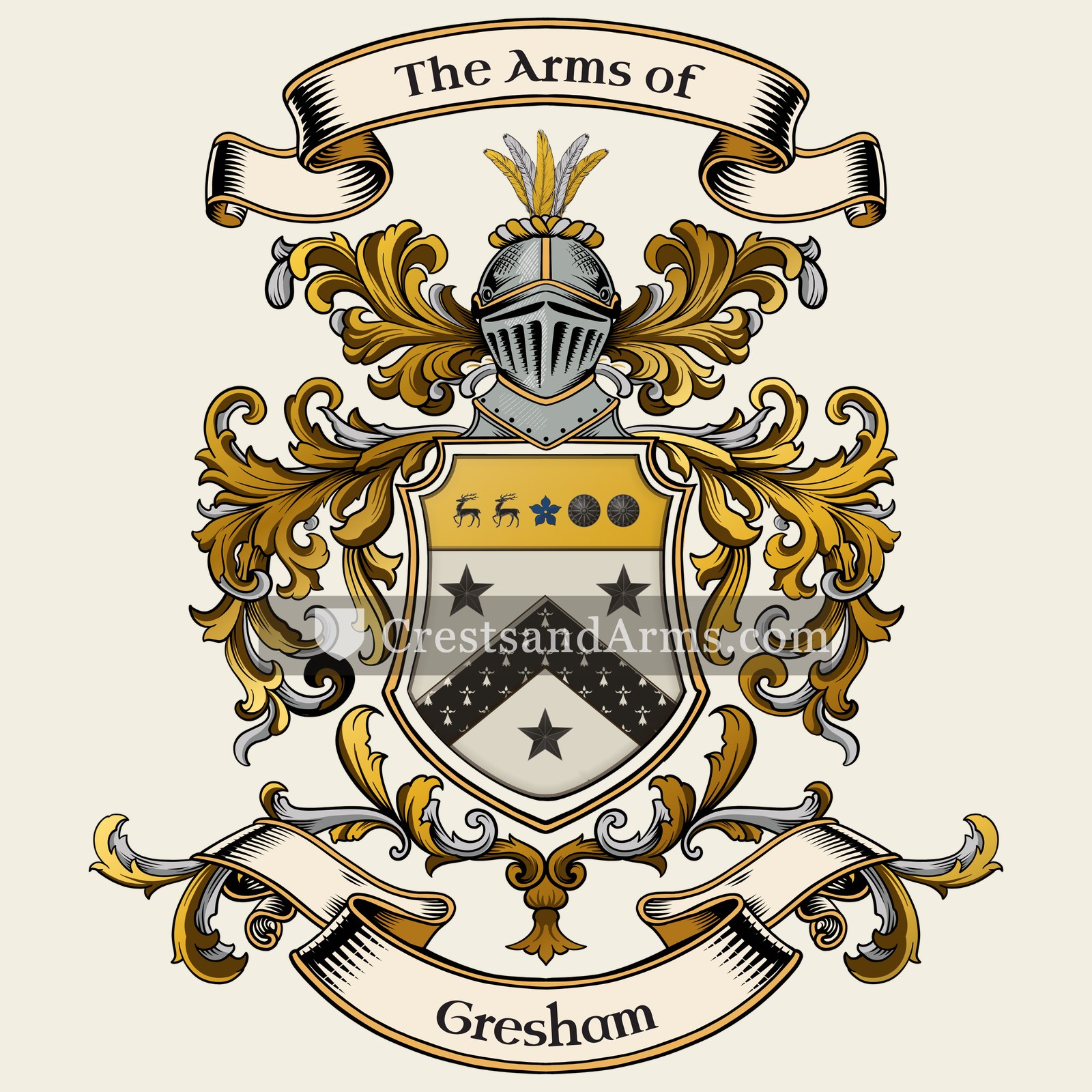The Gresham coat of arms, drawn from the recorded blazon