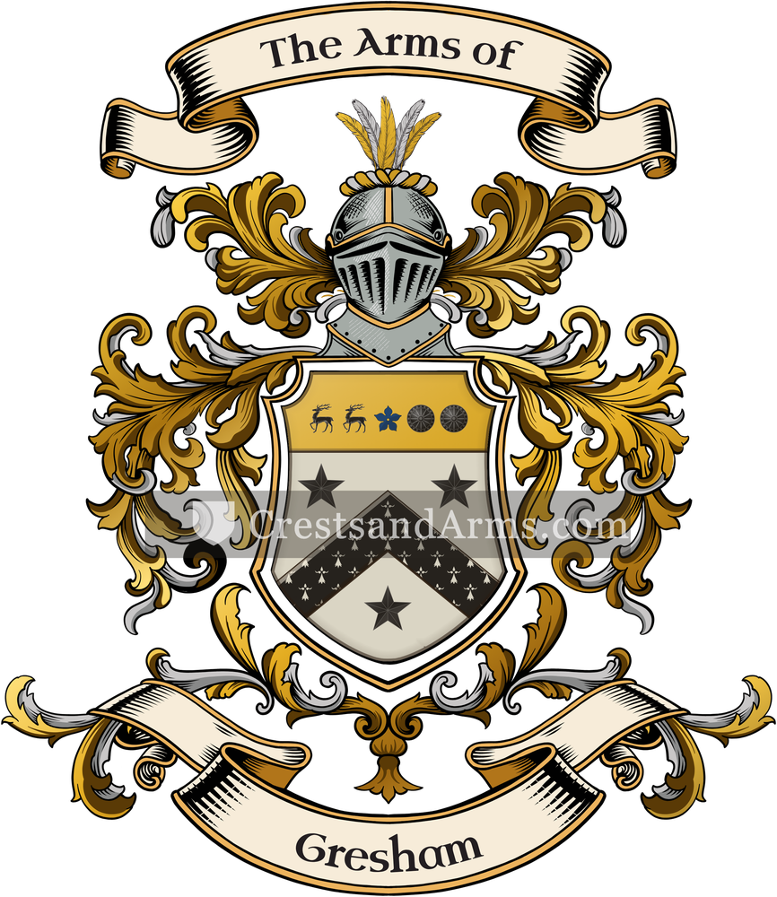 The Gresham coat of arms, drawn from the recorded blazon