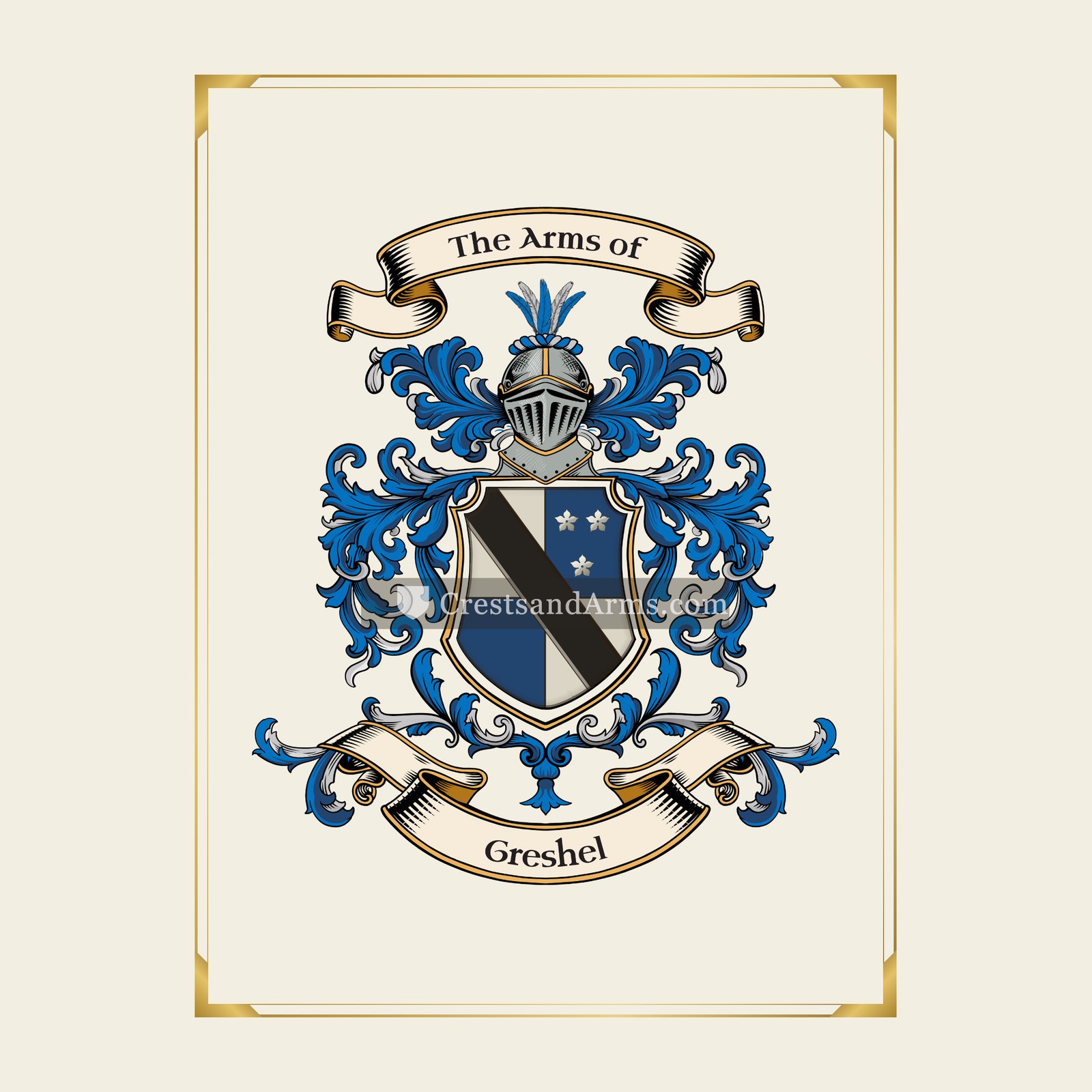 With gold border