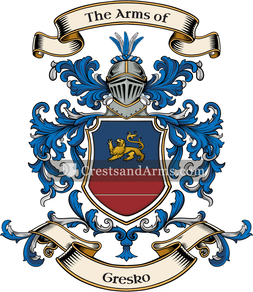 The Gresko coat of arms, drawn from the recorded blazon
