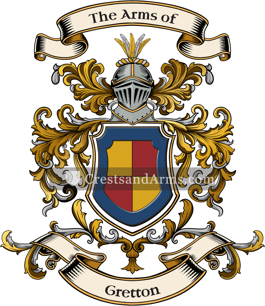 The Gretton coat of arms, drawn from the recorded blazon