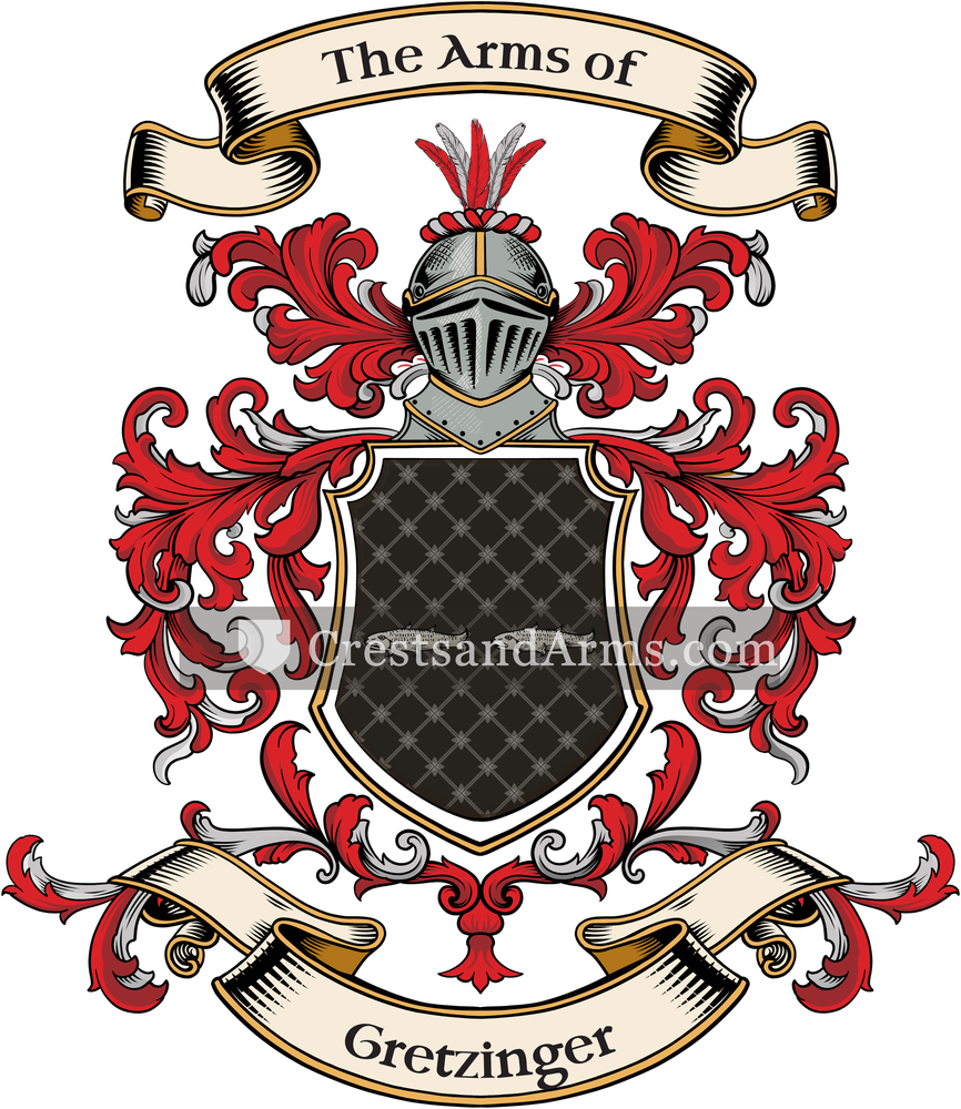 The Gretzinger coat of arms, drawn from the recorded blazon