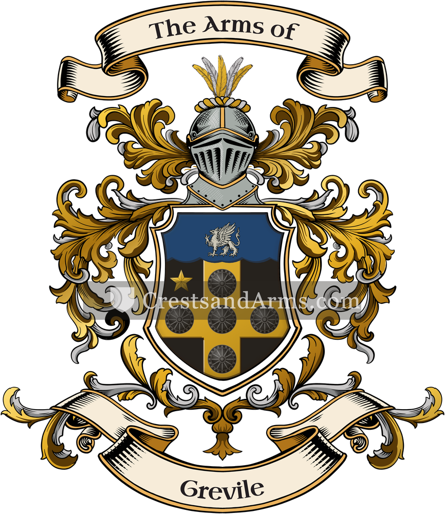 The Grevile coat of arms, drawn from the recorded blazon