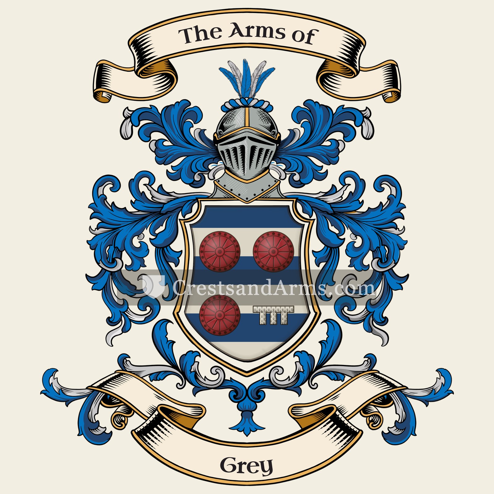 The Grey coat of arms, drawn from the recorded blazon