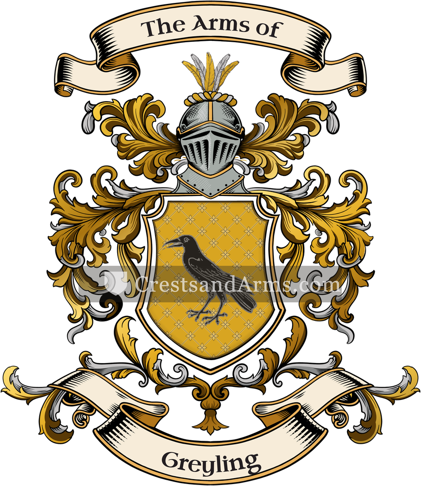 The Greyling coat of arms, drawn from the recorded blazon