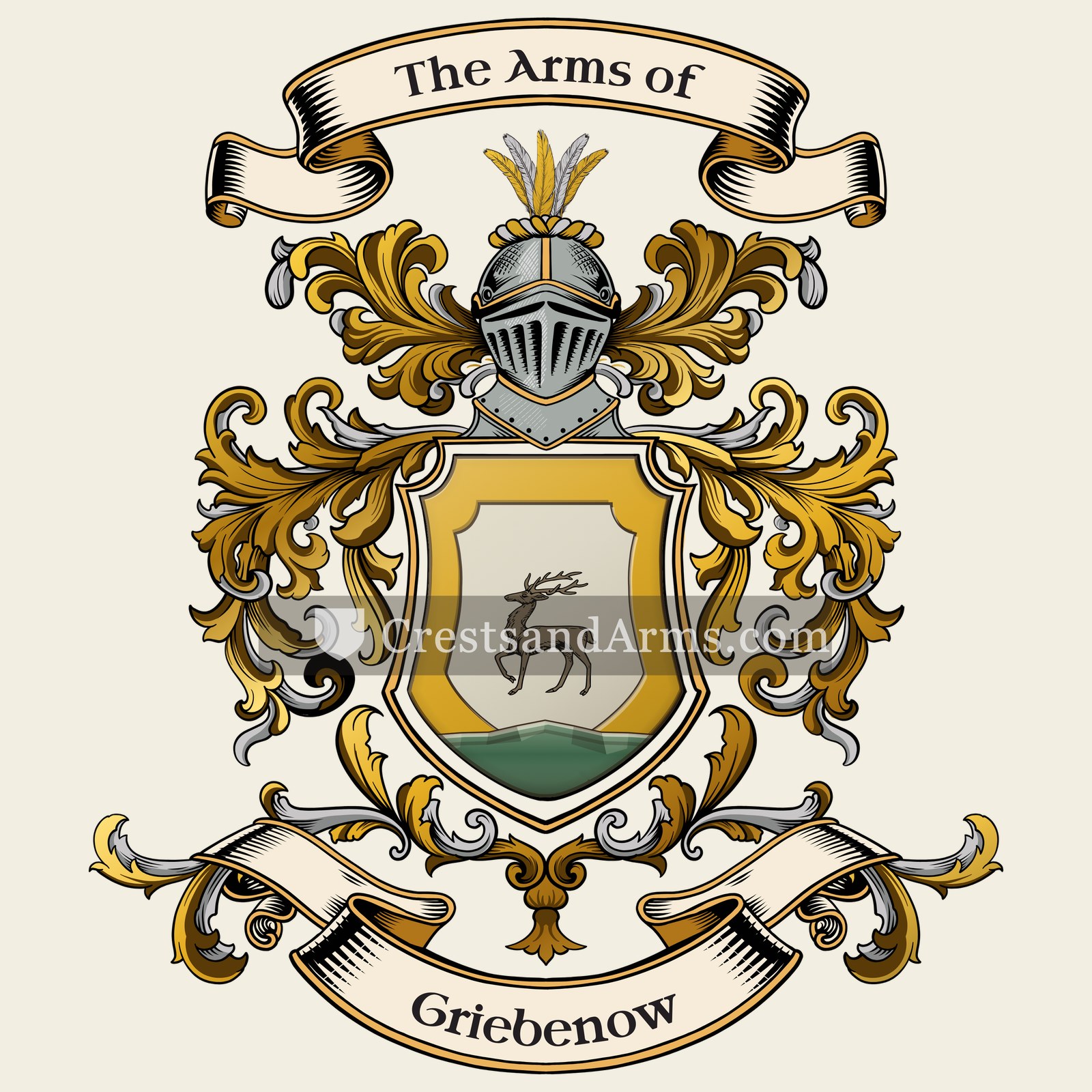The Griebenow coat of arms, drawn from the recorded blazon