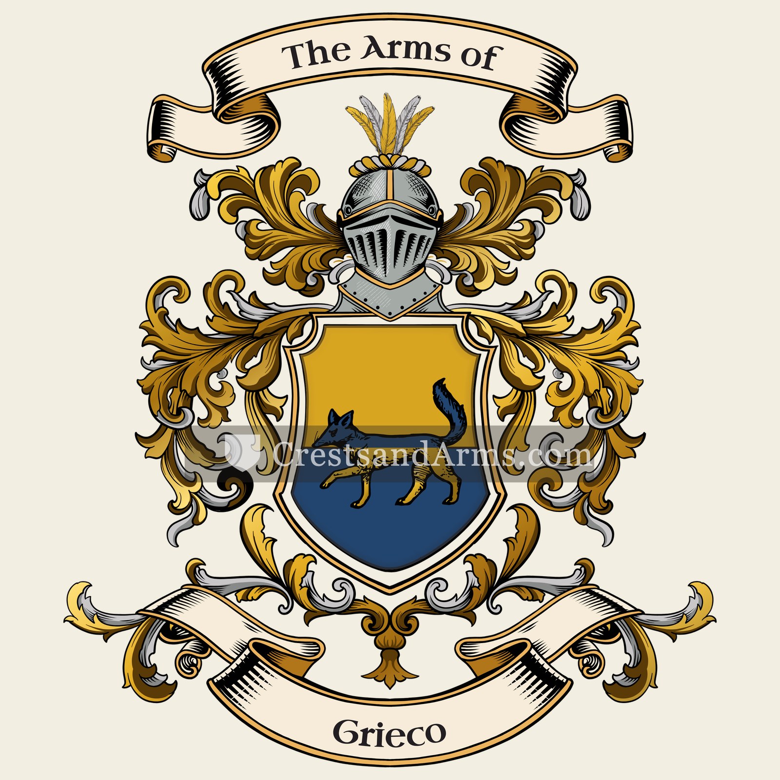 The Grieco coat of arms, drawn from the recorded blazon