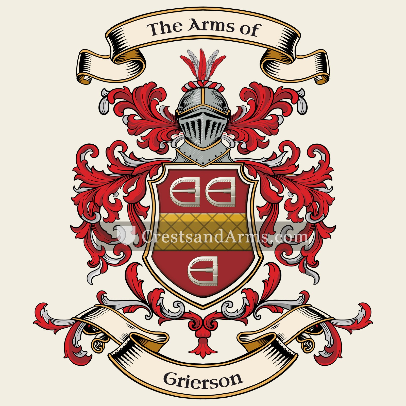 The Grierson coat of arms, drawn from the recorded blazon