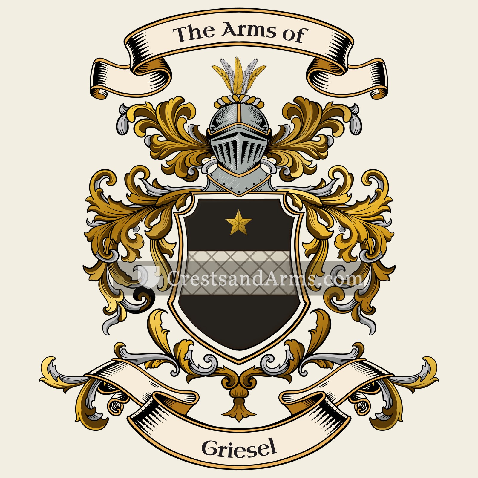 The Griesel coat of arms, drawn from the recorded blazon