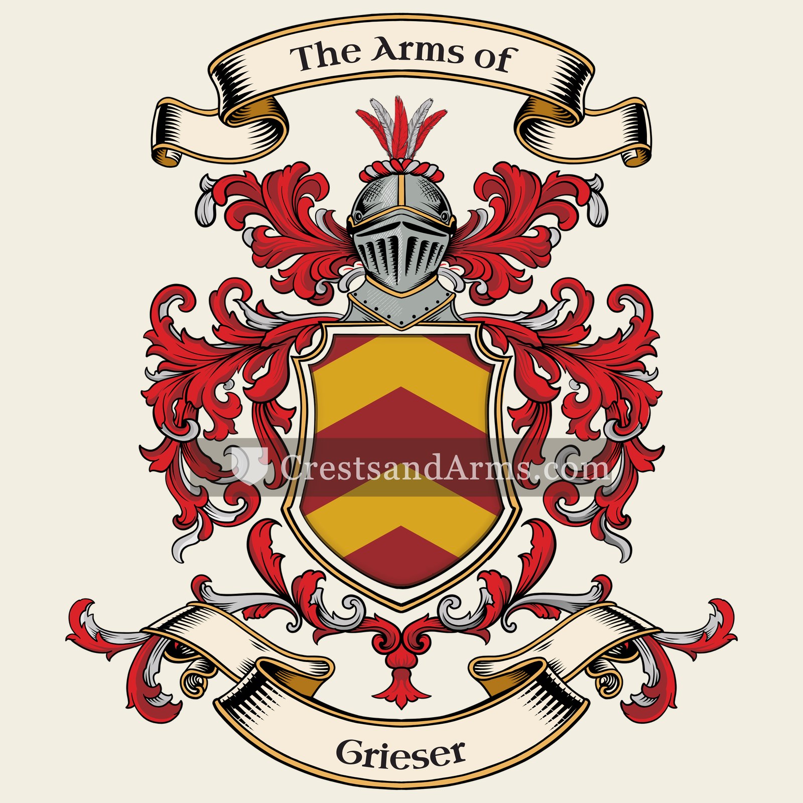 The Grieser coat of arms, drawn from the recorded blazon