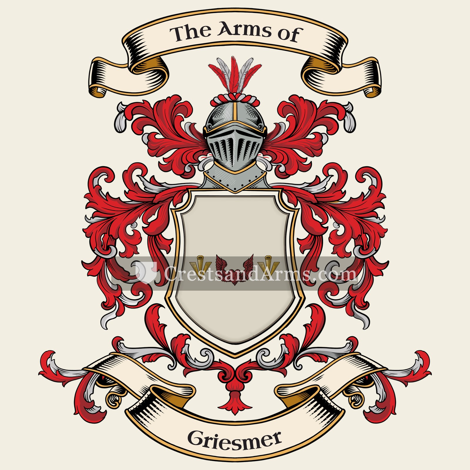 The Griesmer coat of arms, drawn from the recorded blazon