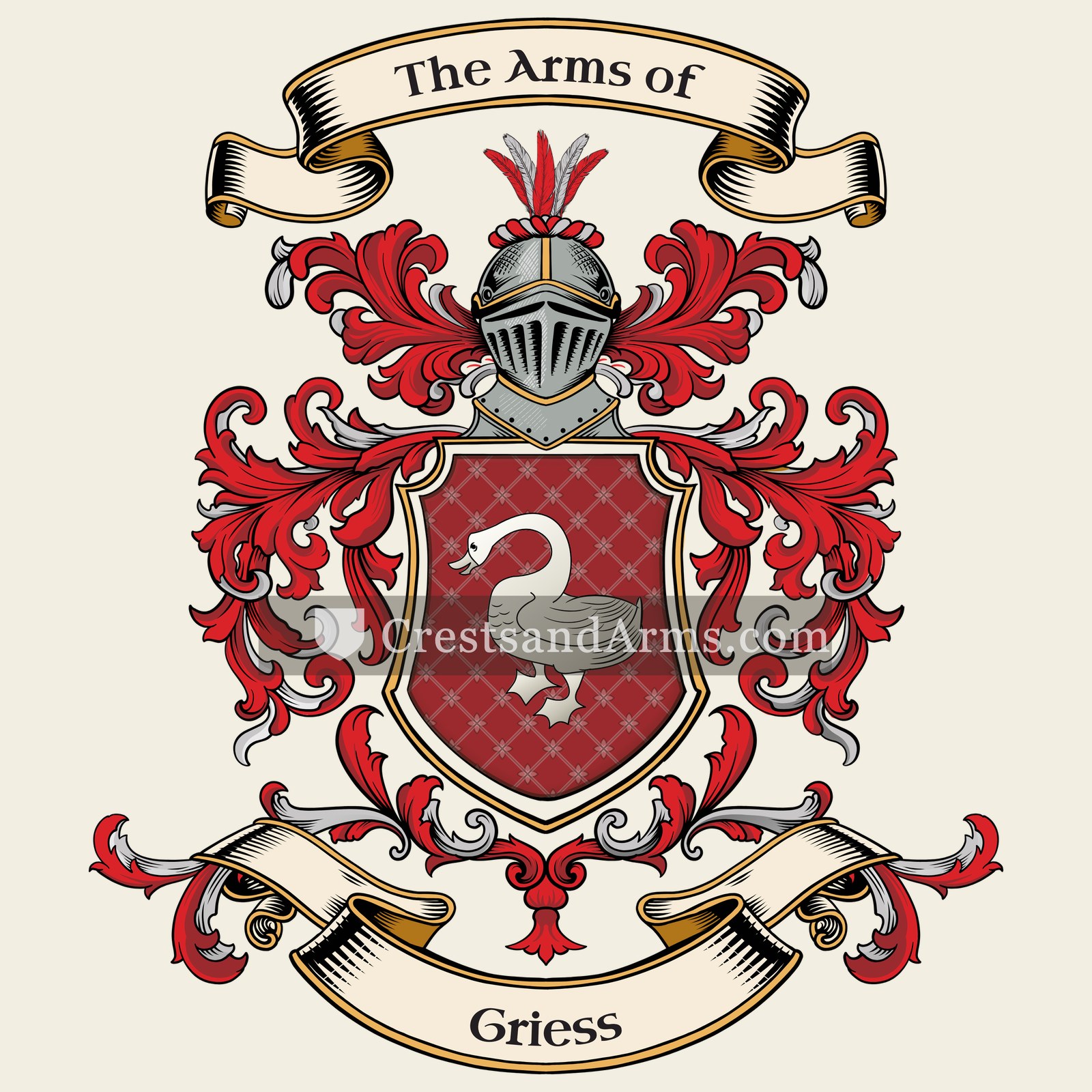 The Griess coat of arms, drawn from the recorded blazon