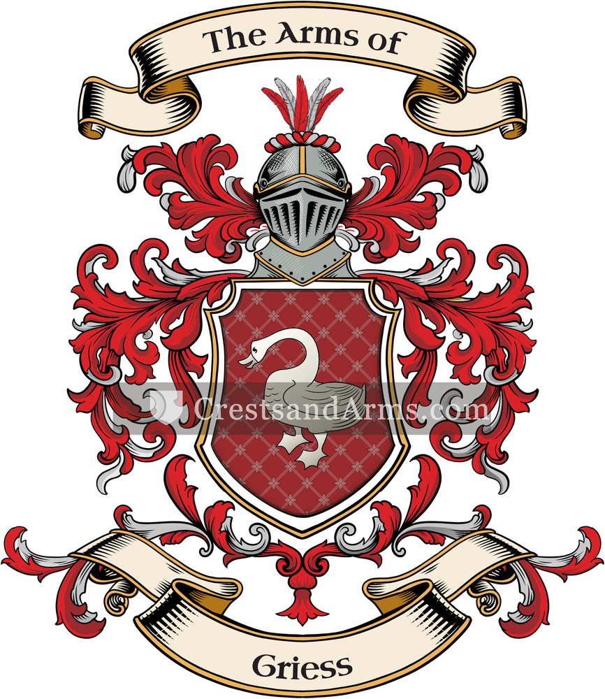 The Griess coat of arms, drawn from the recorded blazon