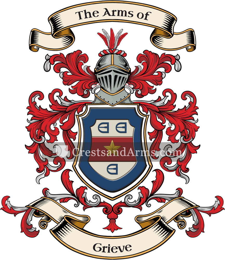 The Grieve coat of arms, drawn from the recorded blazon