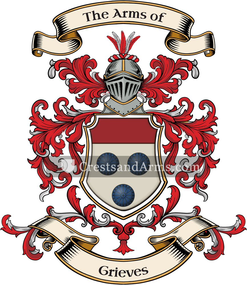 The Grieves coat of arms, drawn from the recorded blazon