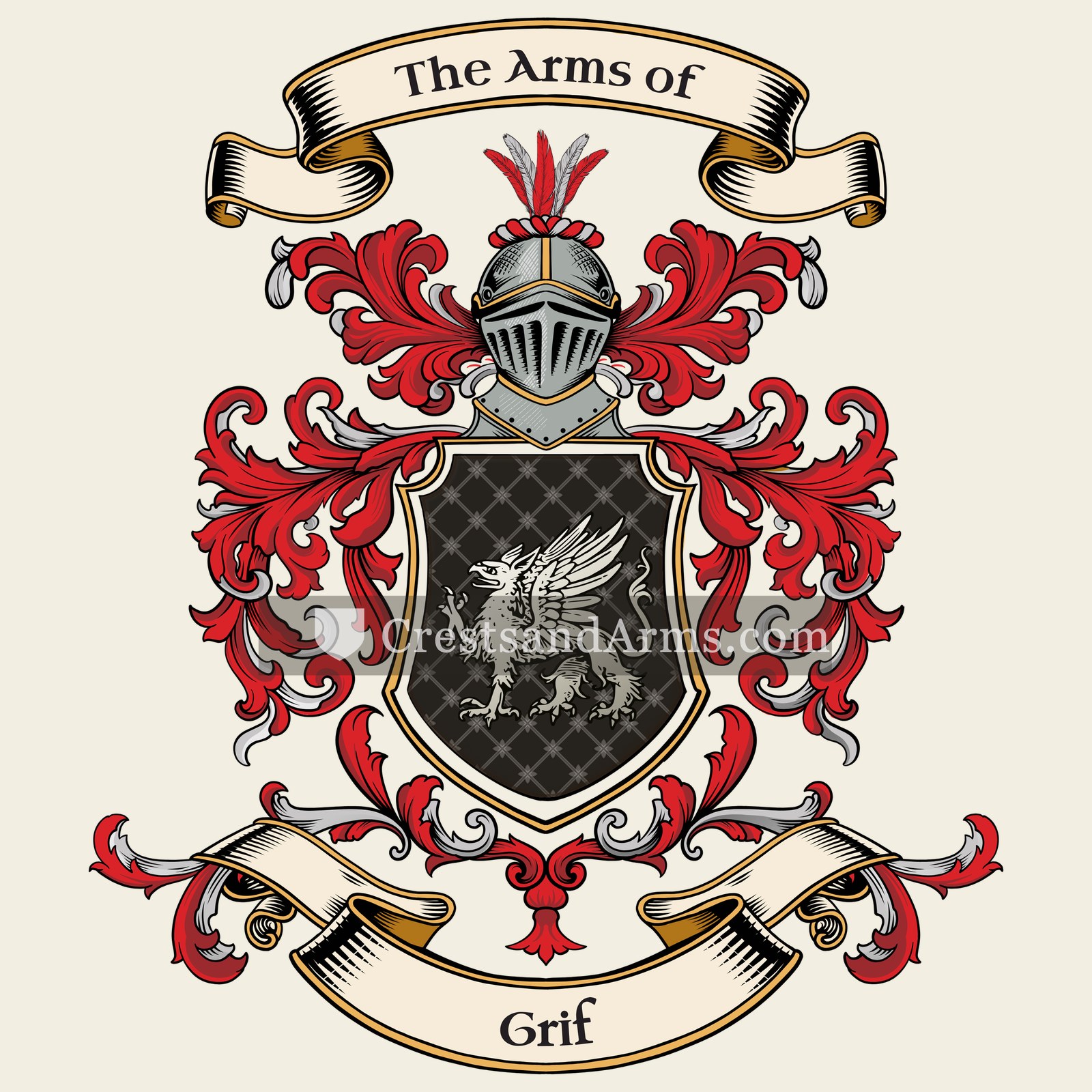 The Grif coat of arms, drawn from the recorded blazon