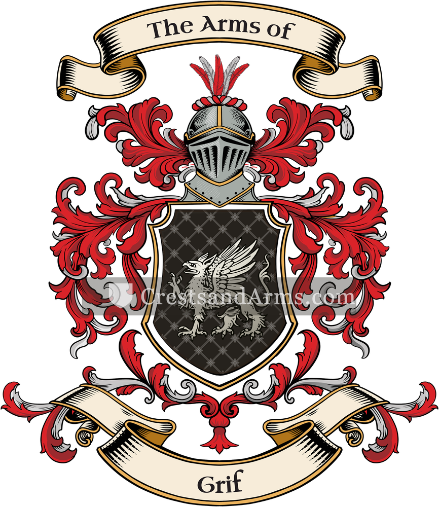The Grif coat of arms, drawn from the recorded blazon