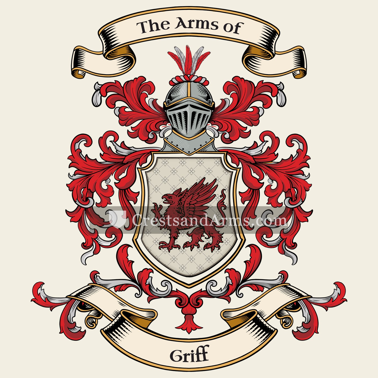 The Griff coat of arms, drawn from the recorded blazon
