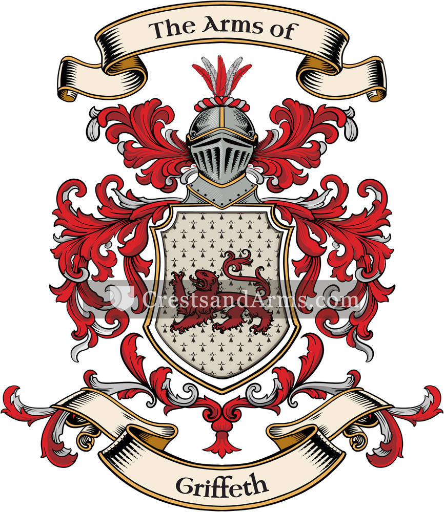 The Griffeth coat of arms, drawn from the recorded blazon