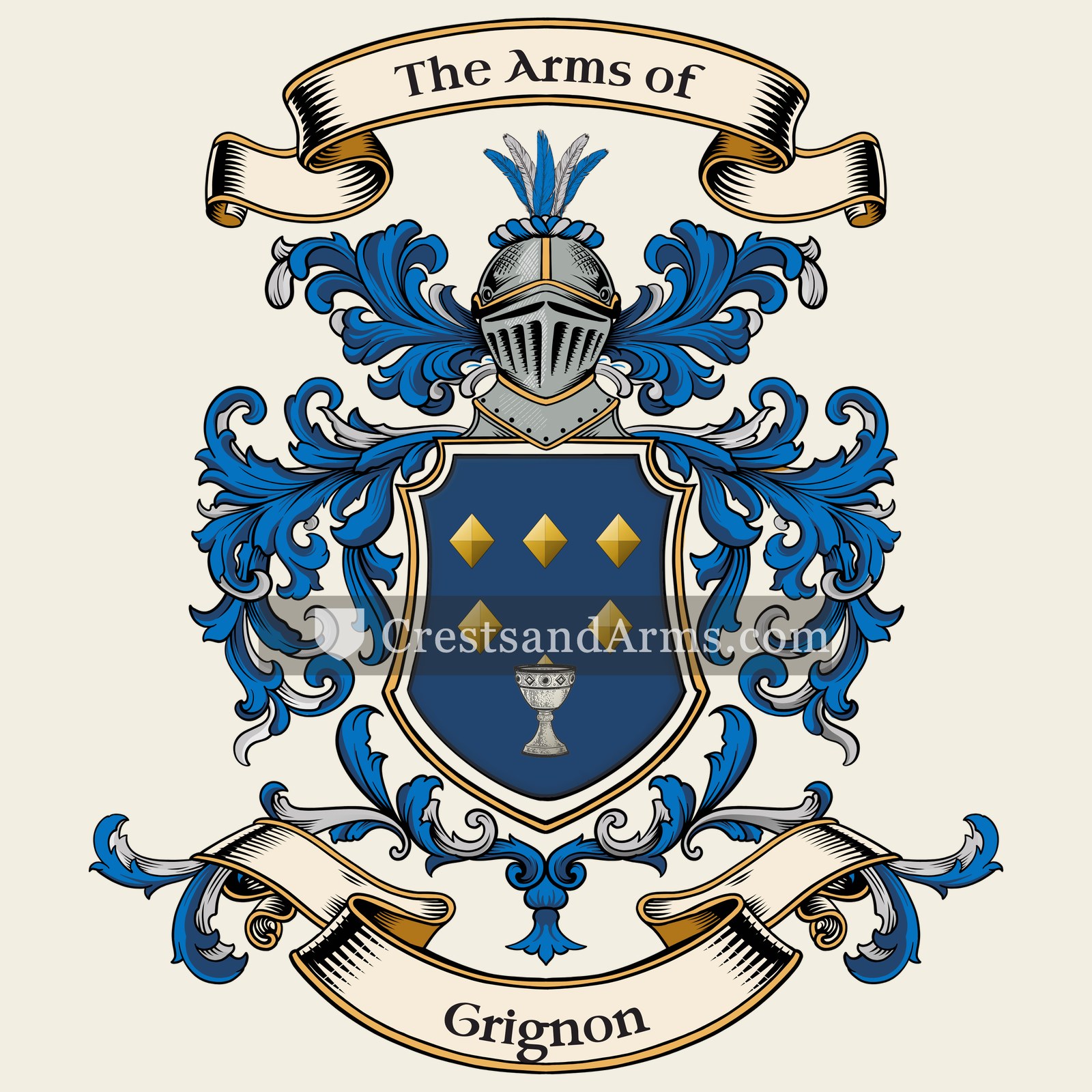 The Grignon coat of arms, drawn from the recorded blazon