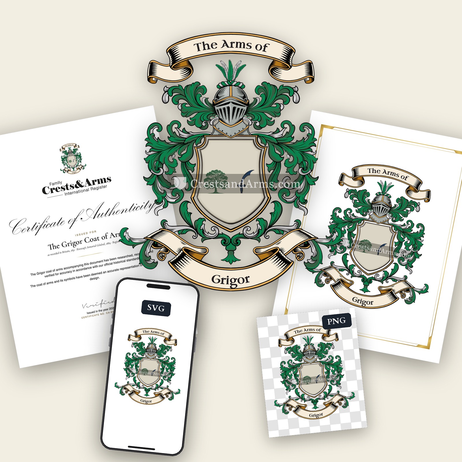 The Grigor arms on the coat of arms — digital pack
