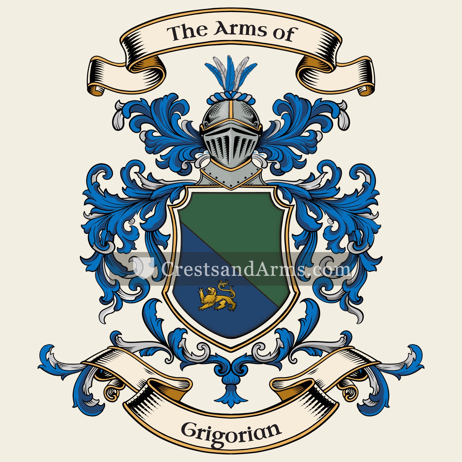 The Grigorian coat of arms, drawn from the recorded blazon
