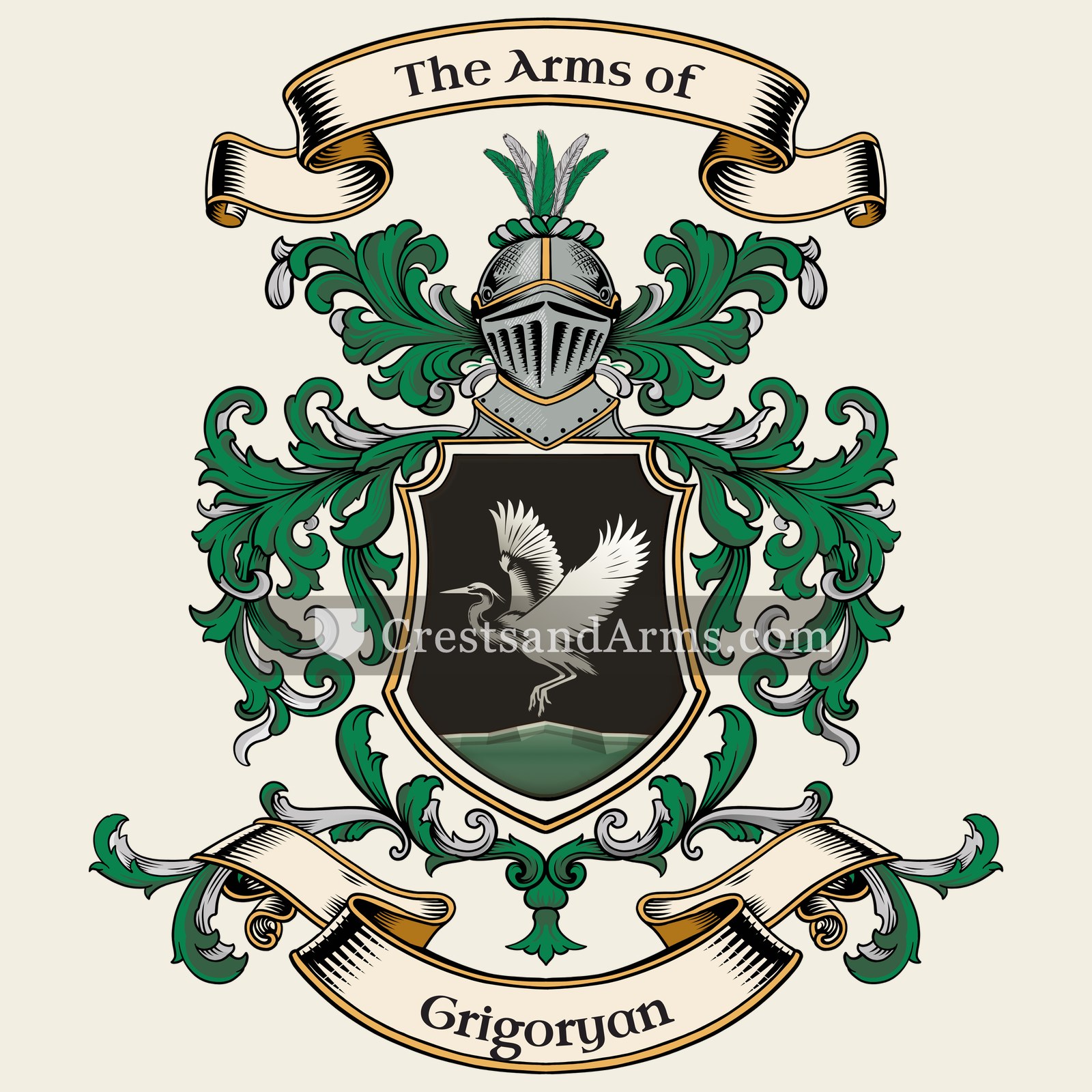 The Grigoryan coat of arms, drawn from the recorded blazon