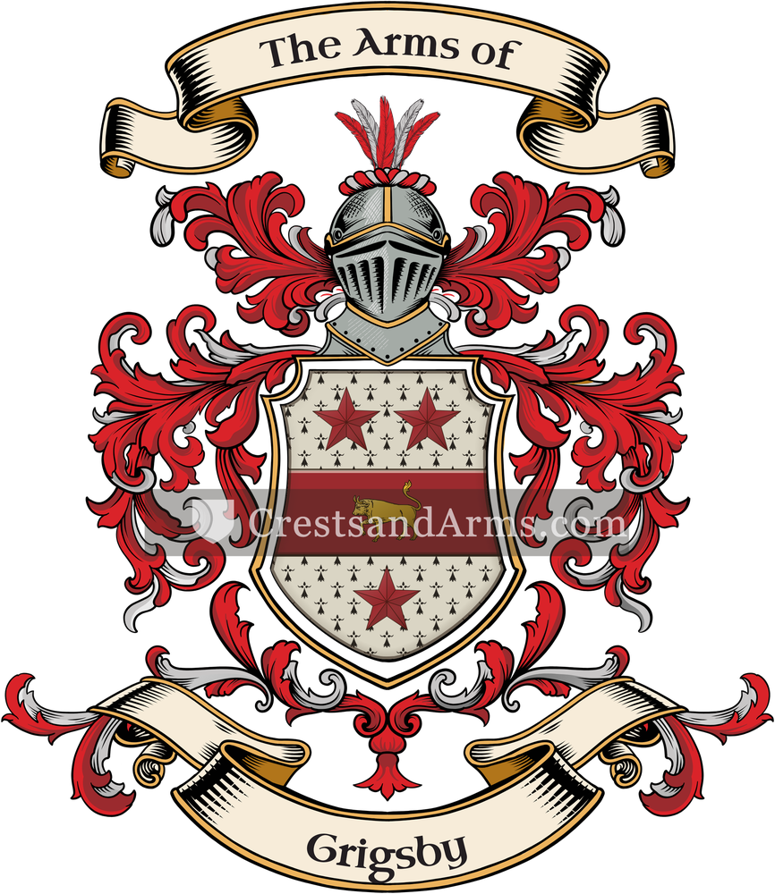 The Grigsby coat of arms, drawn from the recorded blazon