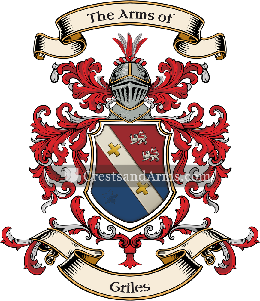 The Griles coat of arms, drawn from the recorded blazon