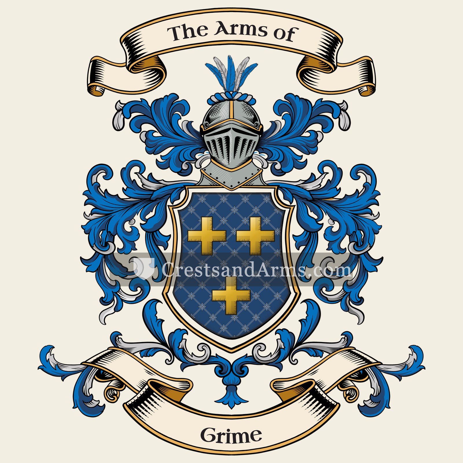 The Grime coat of arms, drawn from the recorded blazon
