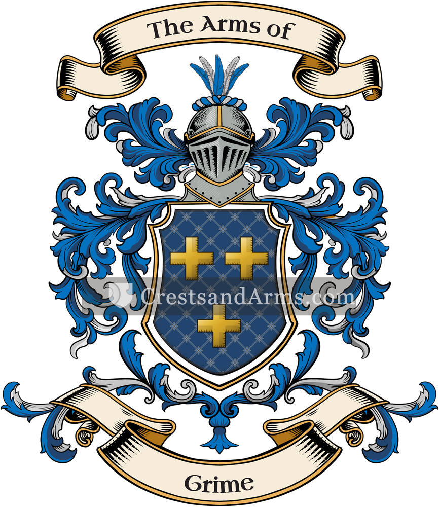 The Grime coat of arms, drawn from the recorded blazon