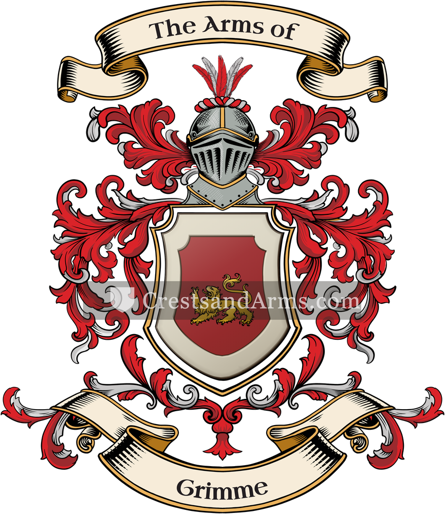 The Grimme coat of arms, drawn from the recorded blazon