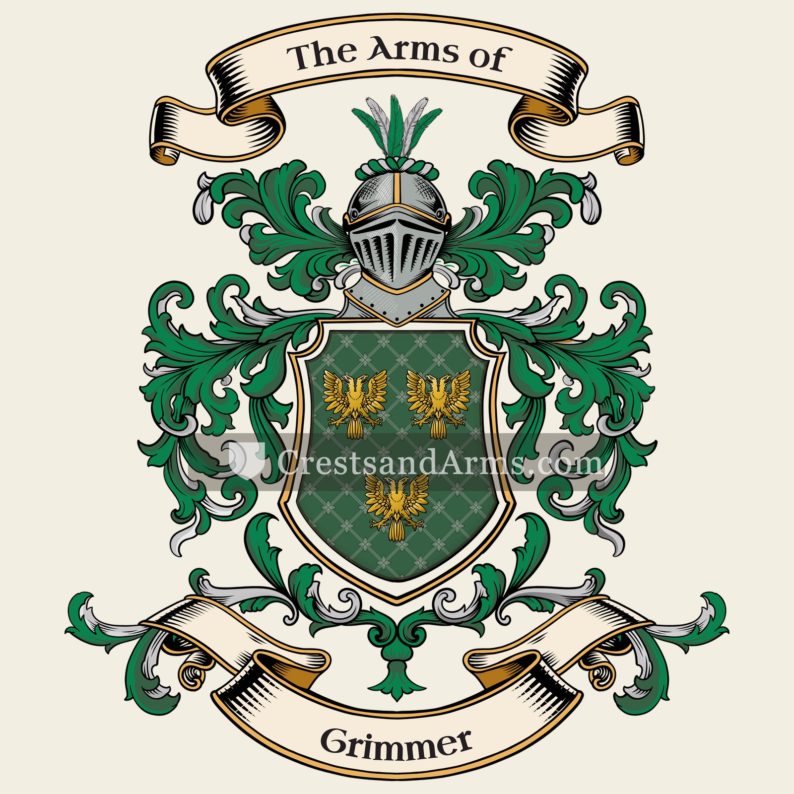 The Grimmer coat of arms, drawn from the recorded blazon